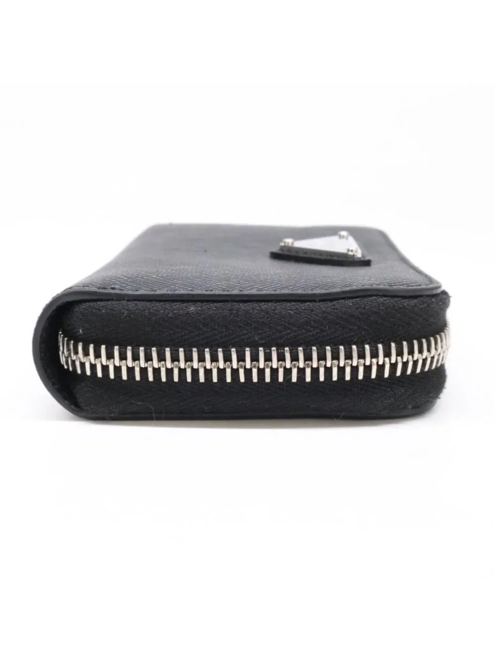 Prada 2 Triangle Coin Purse Black